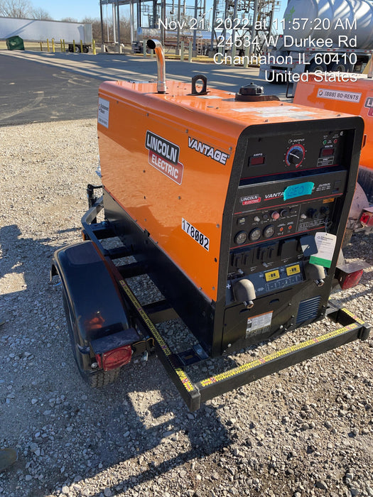 2021 Lincoln Electric Vantage 322 Vantage 322 Ready Pak 3 w/ Decals, ORANGE (includes trailer, cable rack, fender light kit) NO Telematics