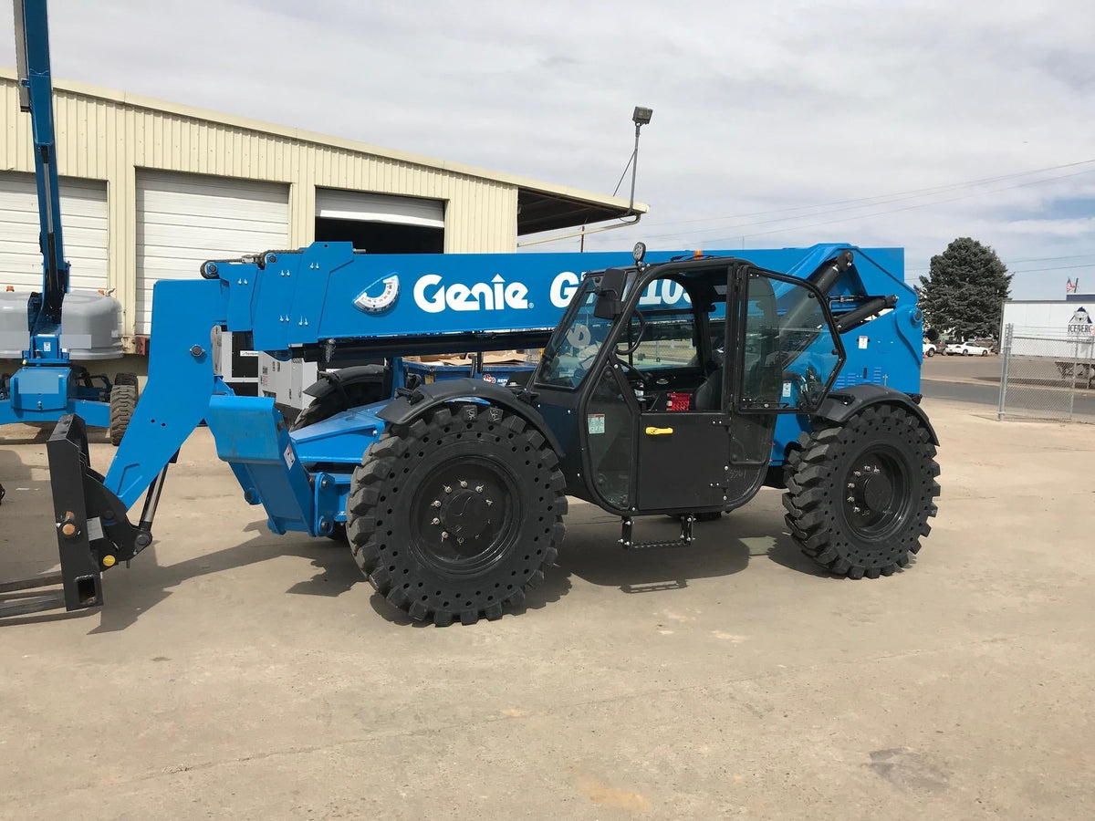 2019 Genie GTH-1056 6' Forks* Genie GTH-1056 w/Enclosed Cab w/HVAC, Work Lights, Solid Tires, Beacon, 60" Carriage and Forks