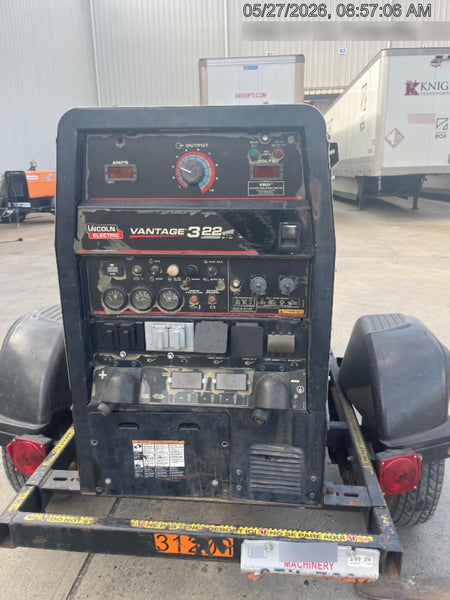2019 Lincoln Electric Vantage 322 Welder Ready-Pak 3, Two wheel trailer, Fender and Light kit, Cable Rack