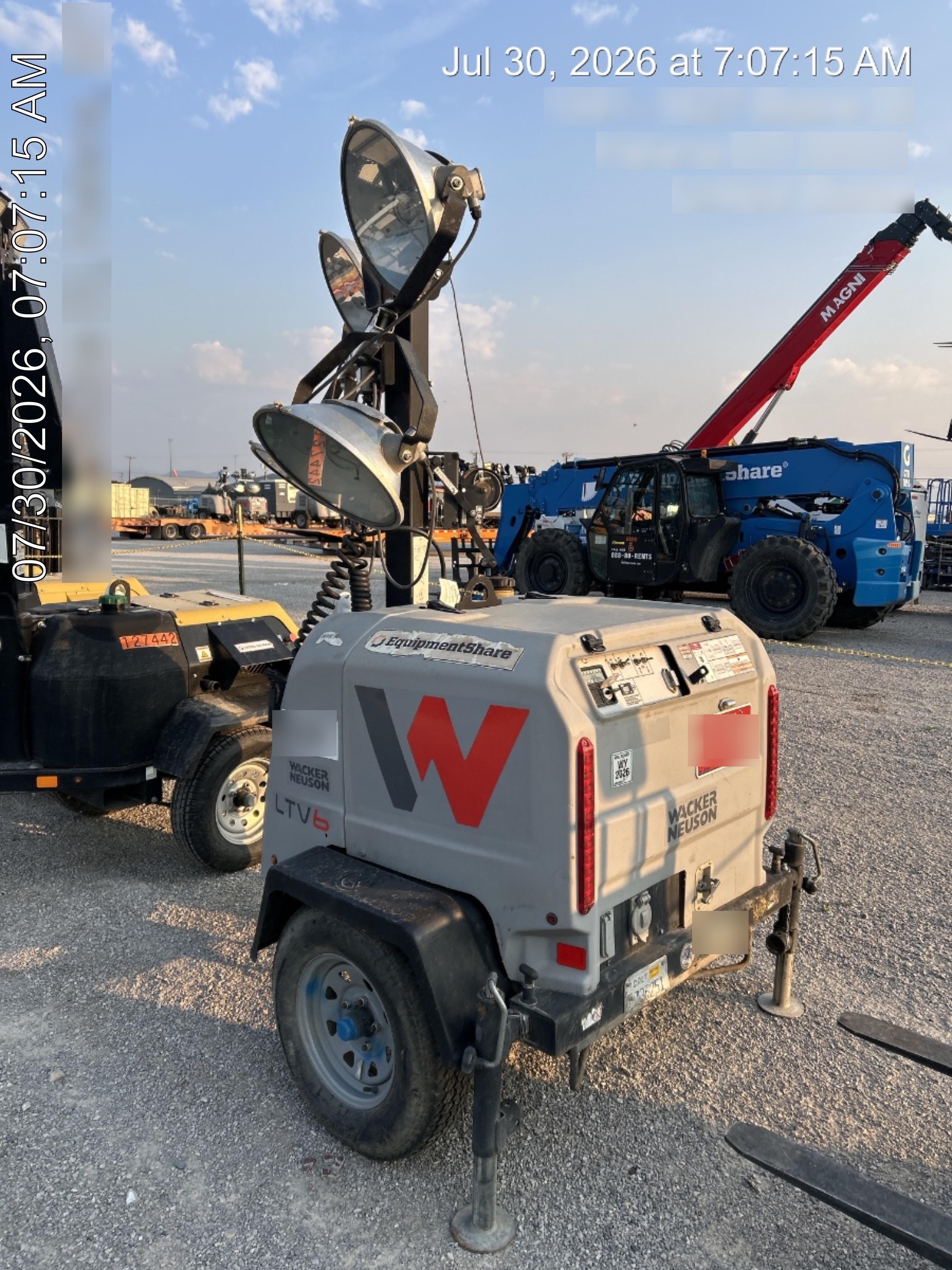 2019 Wacker Neuson LTV6L-MH Wacker Neuson LTV6L Mobile Light Tower w/Fuel Level Sensor Installed