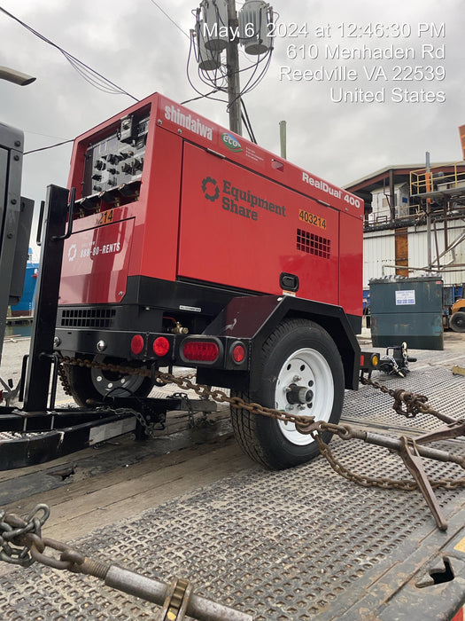 2024 Shindaiwa DGW400MDL Kubota D902 Engine, 23 HP, Dual Op Welder, Wire, Arc, Droop Stick, Tig, and CC Stick Functionality, Simulphase, 3 Phase and 1 Phase Gen Output, Single Axle NB Trlr, Slr Trckl Chrg 12V 12W, Fire Ext