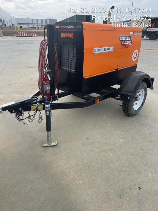 2021 Lincoln Electric Vantage 322 Vantage 322 Ready Pak 3 w/ Decals, ORANGE (includes trailer, cable rack, fender light kit) NO Telematics