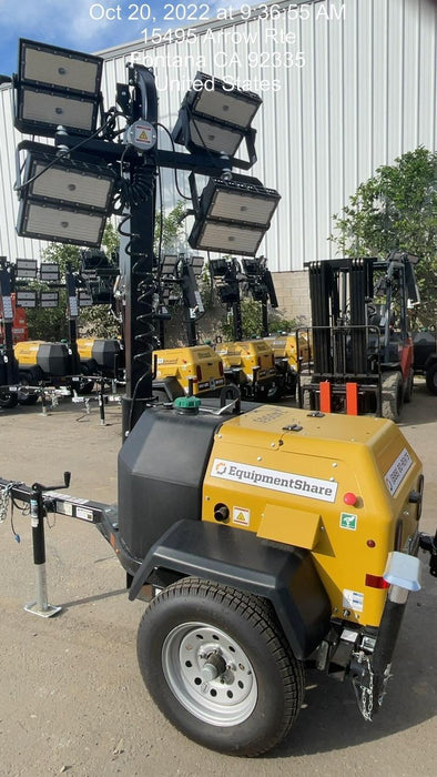 2022 Allmand NLV3GR (4) LED Light Fixture 350W, 23' Vertical Mast, 3kW Prime, Towable, Deep Sea L401, Leveling Jacks, Yanmar T4F 5.8hp