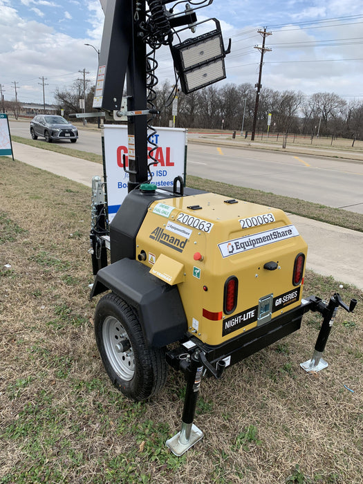 2022 Allmand NLV3GR (4) LED Light Fixture 350W, 23' Vertical Mast, 3kW Prime, Towable, Deep Sea L401, Leveling Jacks, Yanmar T4F 5.8hp