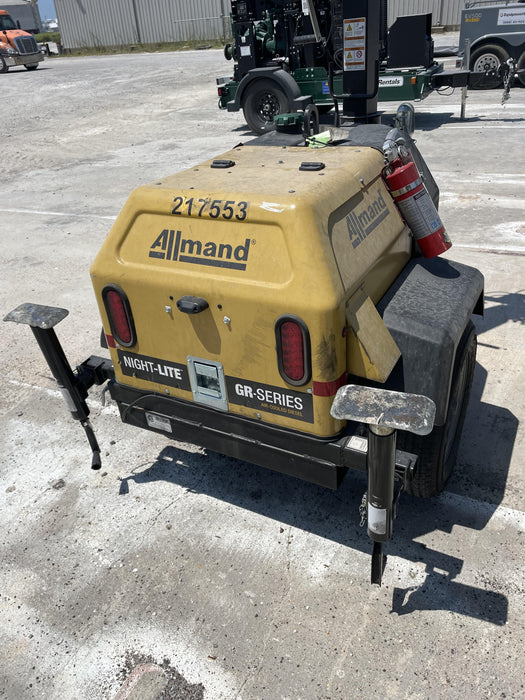 2022 Allmand NLV3GR (4) LED Light Fixture 350W, 23' Vertical Mast, 3kW Prime, Towable, Deep Sea L401, Leveling Jacks, Yanmar T4F 5.8hp