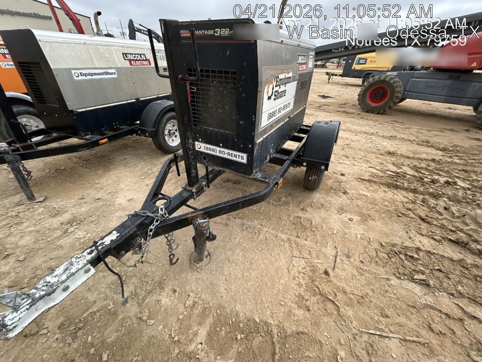 2019 Lincoln Electric Vantage 322 Welder Ready-Pak 3, Two wheel trailer, Fender and Light kit, Cable Rack