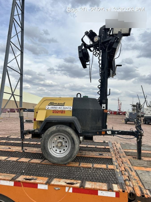 2022 Allmand NLV3GR (4) LED Light Fixture 350W, 23' Vertical Mast, 3kW Prime, Towable, Deep Sea L401, Leveling Jacks, Yanmar T4F 5.8hp