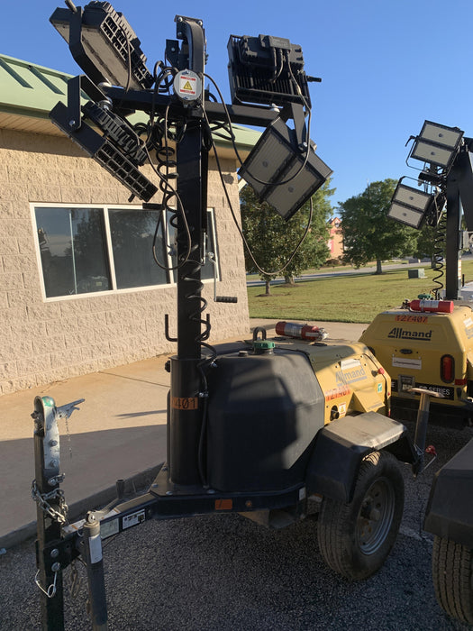 2021 Allmand NLV3GR (4) LED Light Fixture 350W, 23' Vertical Mast, 3kW Prime, Towable, Deep Sea L401, Leveling Jacks, Yanmar T4F 5.8hp