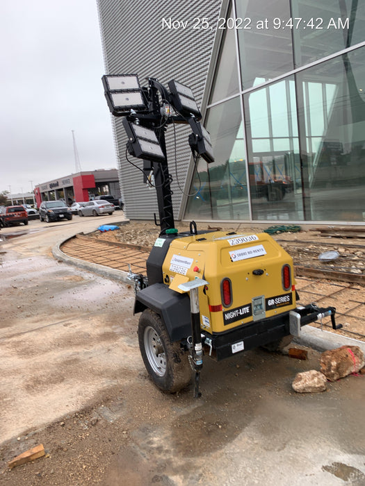 2022 Allmand NLV3GR (4) LED Light Fixture 350W, 23' Vertical Mast, 3kW Prime, Towable, Deep Sea L401, Leveling Jacks, Yanmar T4F 5.8hp