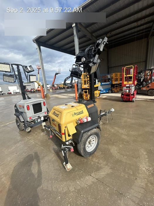 2022 Allmand NLV3GR (4) LED Light Fixture 350W, 23' Vertical Mast, 3kW Prime, Towable, Deep Sea L401, Leveling Jacks, Yanmar T4F 5.8hp