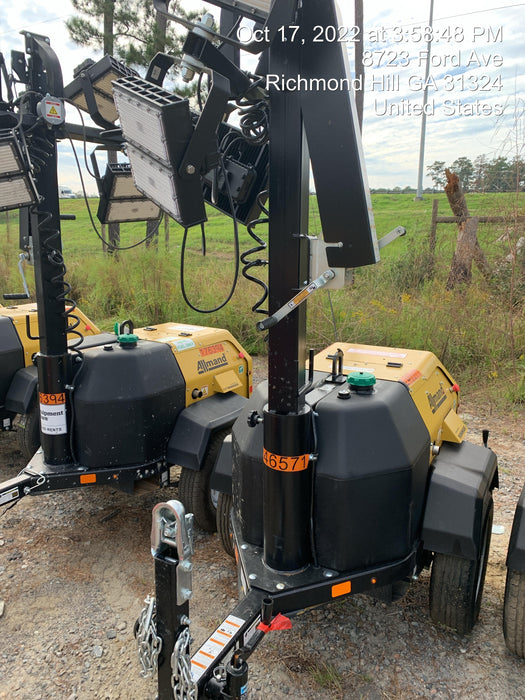 2022 Allmand NLV3GR (4) LED Light Fixture 350W, 23' Vertical Mast, 3kW Prime, Towable