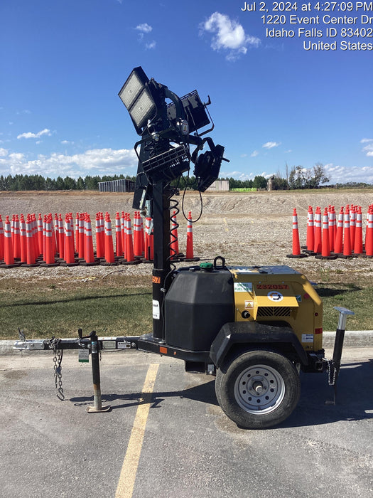 2022 Allmand NLV3GR (4) LED Light Fixture 350W, 23' Vertical Mast, 3kW Prime, Towable, Deep Sea L401, Leveling Jacks, Yanmar T4F 5.8hp