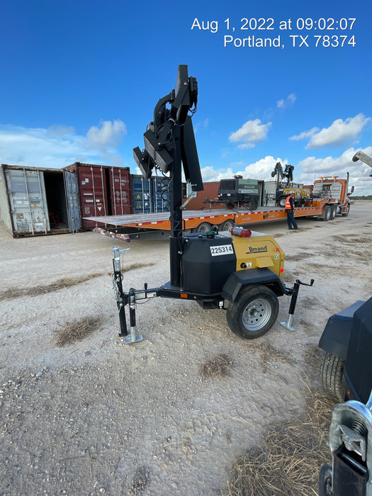 2022 Allmand NLV3GR (4) LED Light Fixture 350W, 23' Vertical Mast, 3kW Prime, Towable, Deep Sea L401, Leveling Jacks, Yanmar T4F 5.8hp