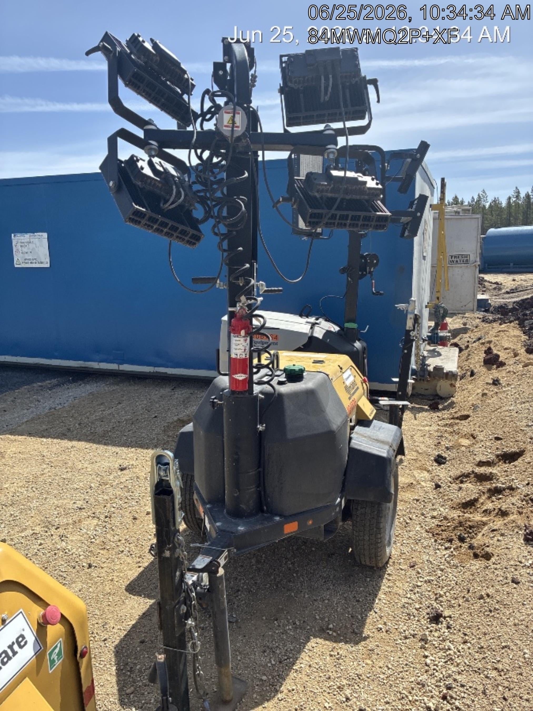2020 Allmand NLV3GR (4) LED Light Fixture 350W, 23' Vertical Mast, 3kW Prime, Towable, Deep Sea L401, Leveling Jacks, Yanmar T4F 5.8hp