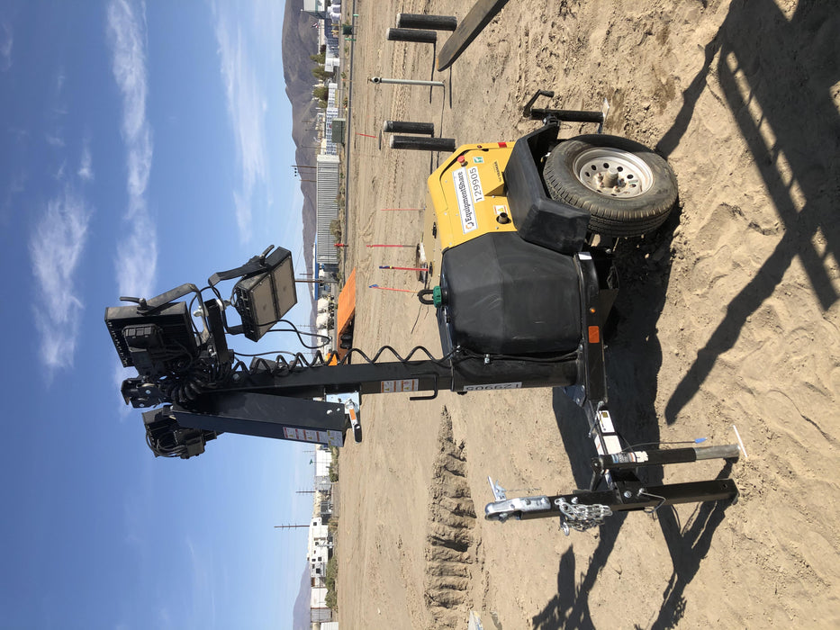 2021 Allmand NLV3GR (4) LED Light Fixture 350W, 23' Vertical Mast, 3kW Prime, Towable, Deep Sea L401, Leveling Jacks, Yanmar T4F 5.8hp