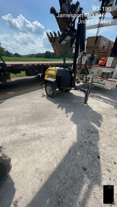 2022 Allmand NLV3GR (4) LED Light Fixture 350W, 23' Vertical Mast, 3kW Prime, Towable, Deep Sea L401, Leveling Jacks, Yanmar T4F 5.8hp