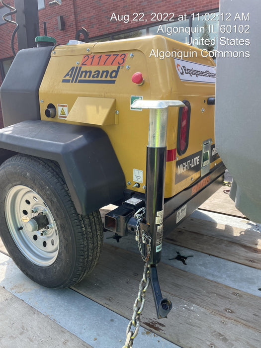 2022 Allmand NLV3GR (4) LED Light Fixture 350W, 23' Vertical Mast, 3kW Prime, Towable, Deep Sea L401, Leveling Jacks, Yanmar T4F 5.8hp