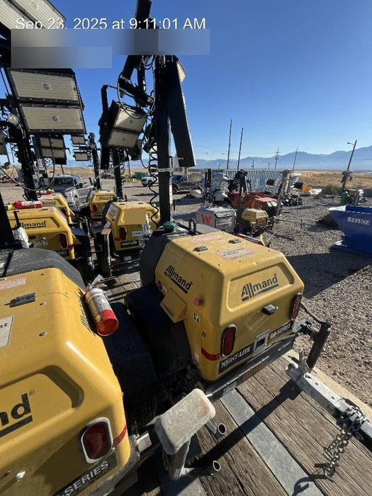 2021 Allmand NLV3GR (4) LED Light Fixture 350W, 23' Vertical Mast, 3kW Prime, Towable, Deep Sea L401, Leveling Jacks, Yanmar T4F 5.8hp