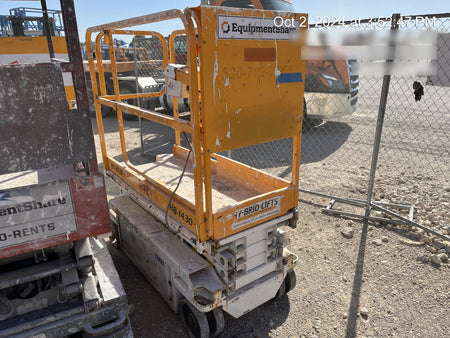 Custom Equipment HB-1430 <ul>
 <li>Hy-Brid Scissor Lift</li>
  <li>Platform capacity up to 670 lbs.</li>
  <li>Working height up to 20 ft</li>
  <li>Weighs under 1,700 lbs.</li>
  <li>Non-marking wheels </li>
</ul>