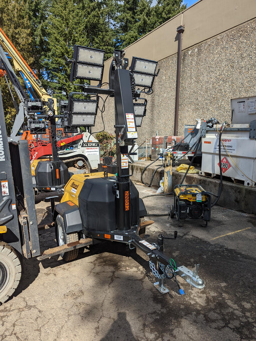 2022 Allmand NLV3GR (4) LED Light Fixture 350W, 23' Vertical Mast, 3kW Prime, Towable, Deep Sea L401, Leveling Jacks, Yanmar T4F 5.8hp