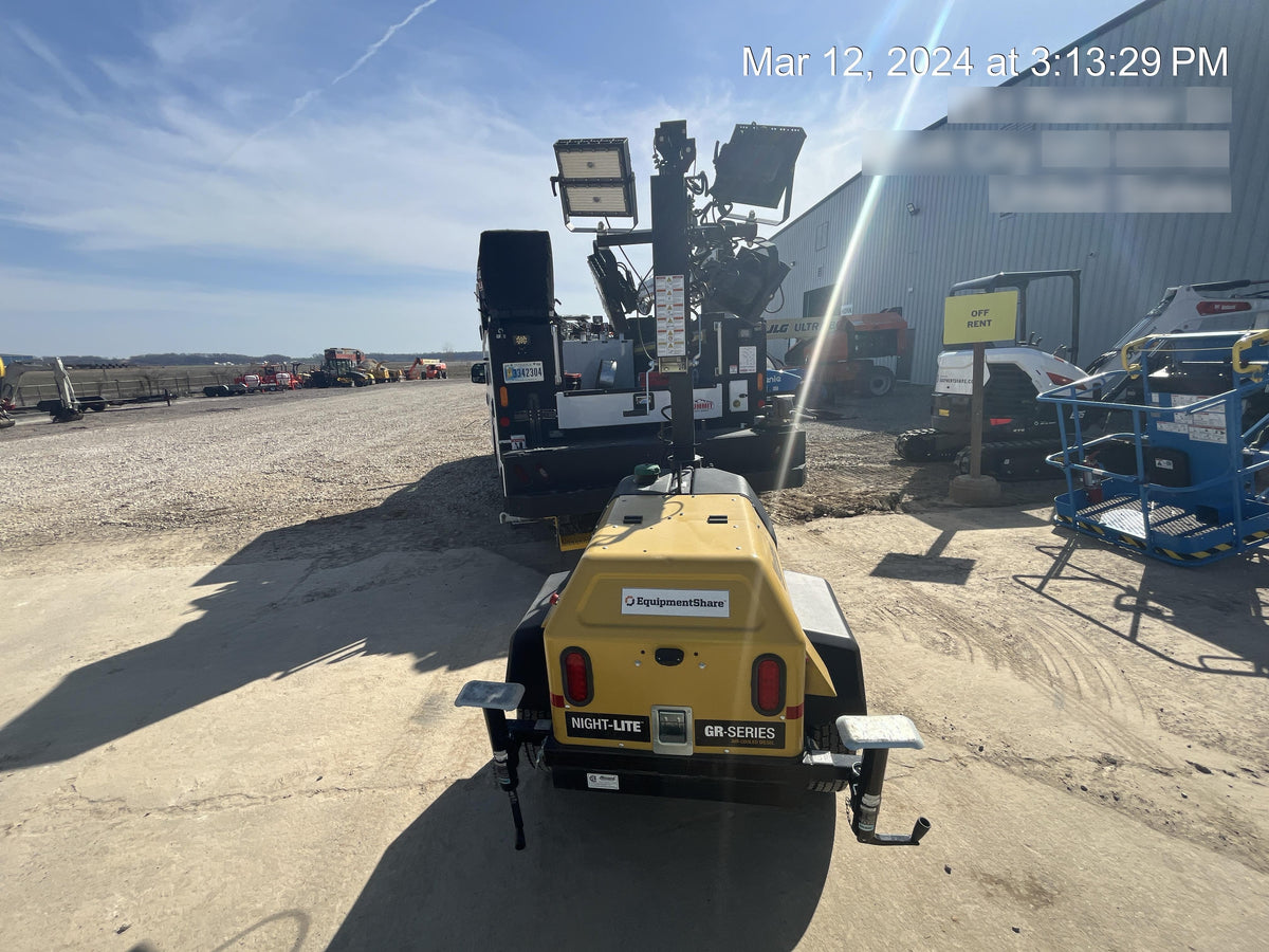 2022 Allmand NLV3GR (4) LED Light Fixture 350W, 23' Vertical Mast, 3kW Prime, Towable, ES Decals, T3