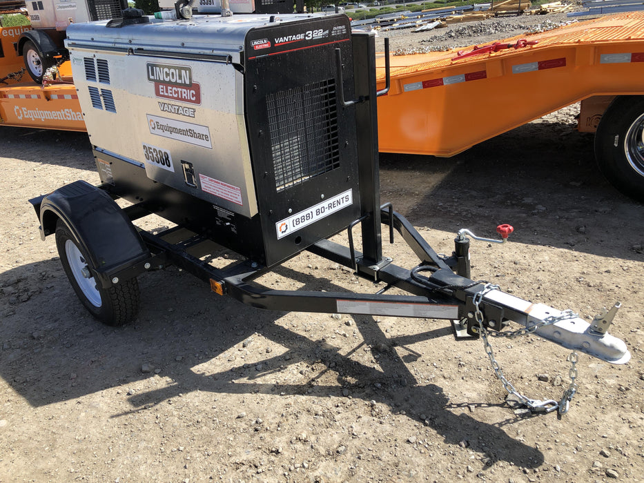 2019 Lincoln Electric Vantage 322 Welder Ready-Pak 3, Two wheel trailer, Fender and Light kit, Cable Rack