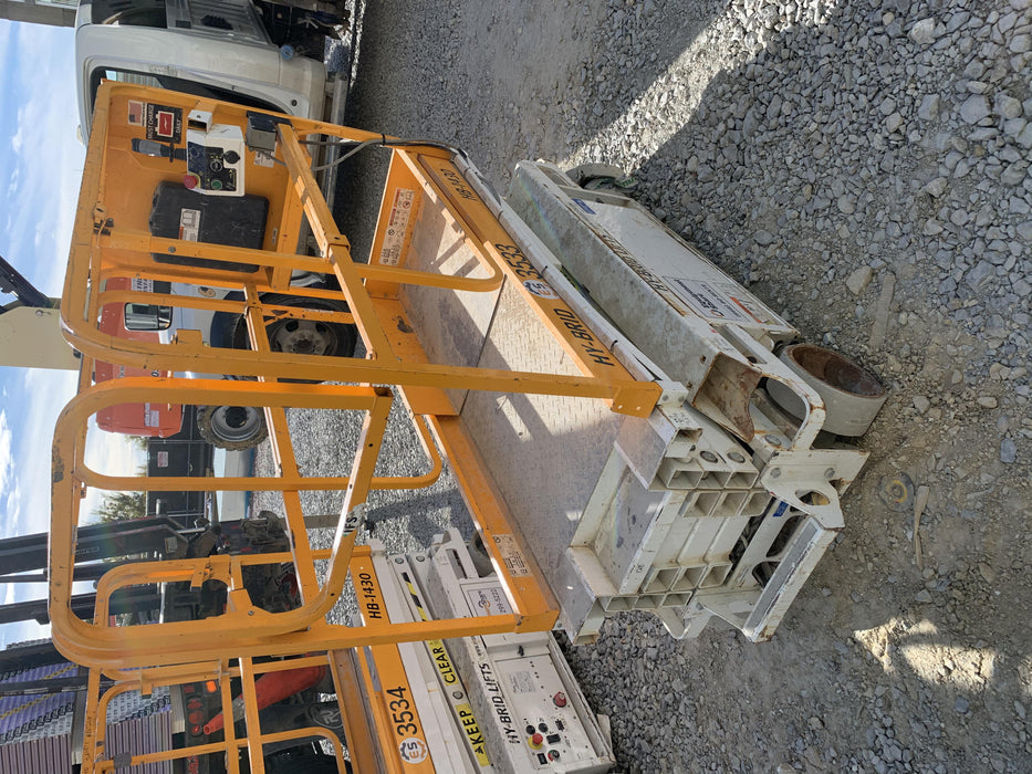 Custom Equipment HB-1430 Hy-Brid Scissor Lift
Platform capacity up to 670 lbs
Working height up to 20 ft
Weighs under 1,700 lbs
Non-marking wheels
