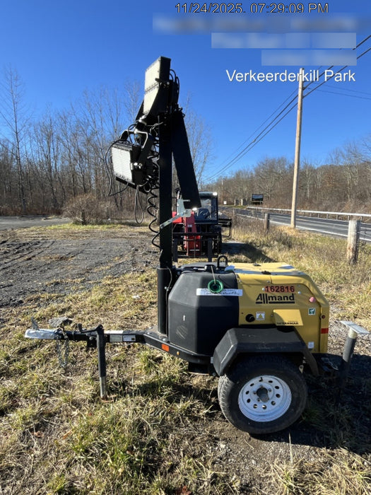 2021 Allmand NLV3GR (4) LED Light Fixture 350W, 23' Vertical Mast, 3kW Prime, Towable, Deep Sea L401, Leveling Jacks, Yanmar T4F 5.8hp