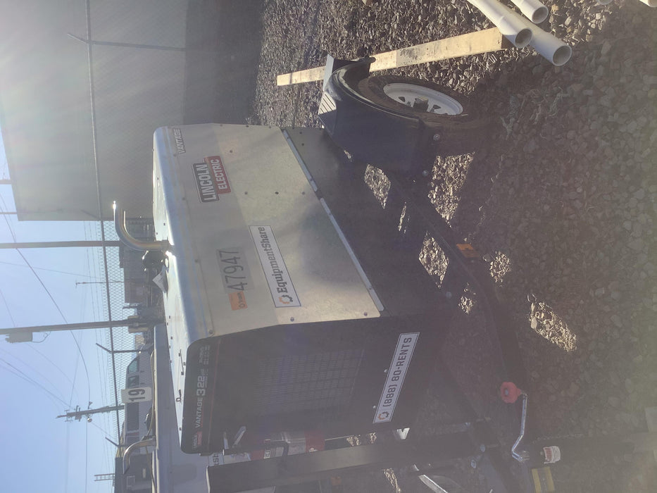 2019 Lincoln Electric Vantage 322 Ready-Pak 3, Two Wheel Trailer, Fender and Light Kit, Cable Rack