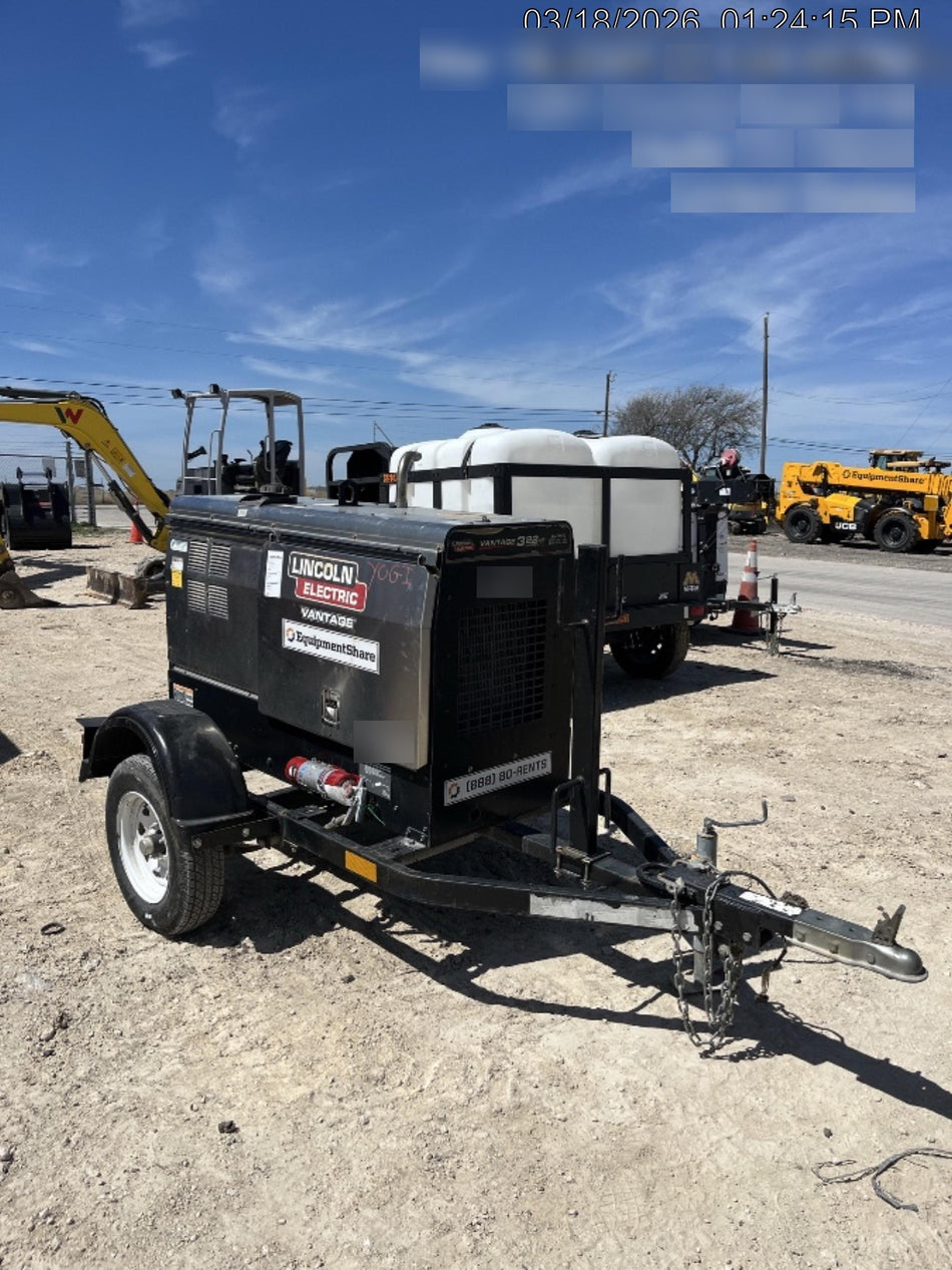 2019 Lincoln Electric Vantage 322 Welder Ready-Pak 3, Two wheel trailer, Fender and Light kit, Cable Rack