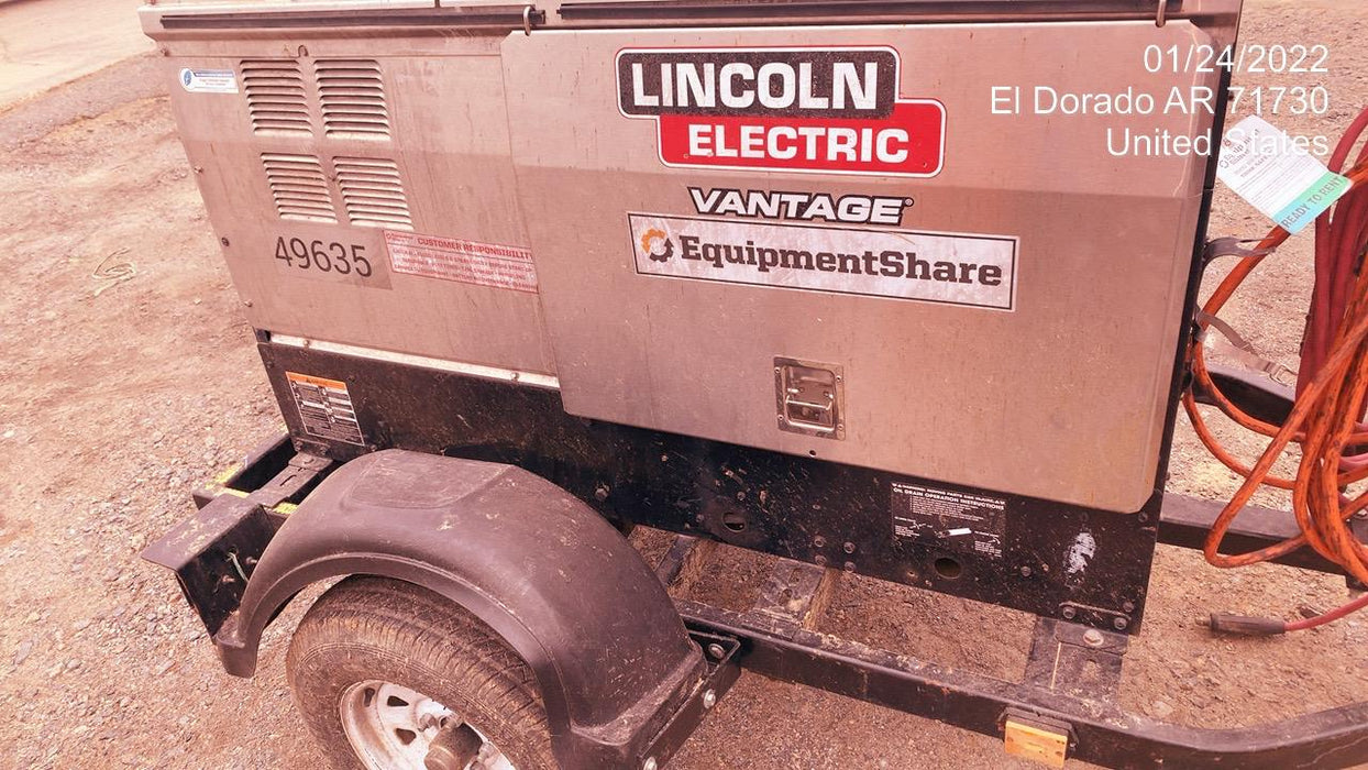 2019 Lincoln Electric Vantage 322 Ready-Pak 3, Two Wheel Trailer, Fender and Light Kit, Cable Rack