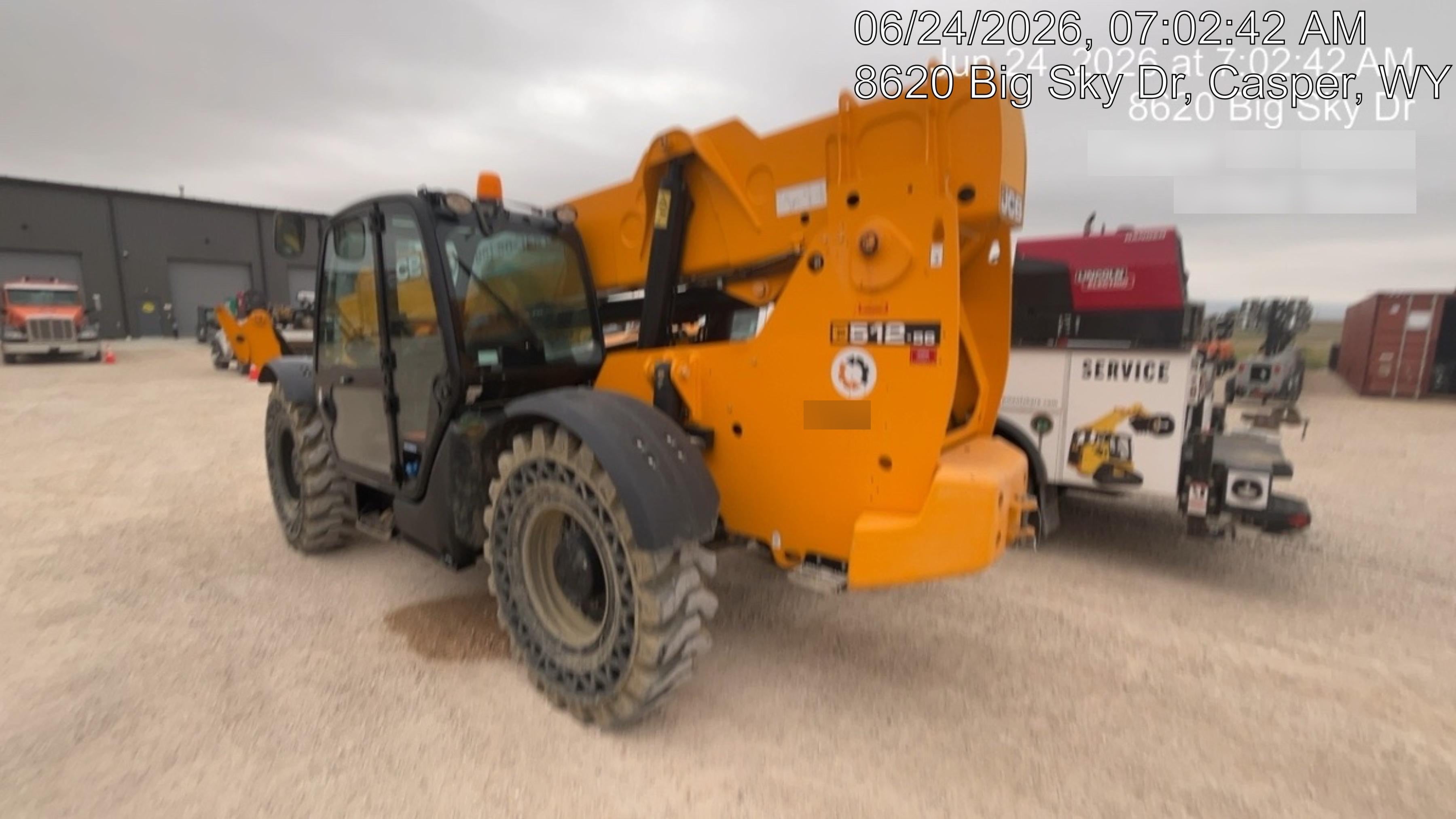2019 JCB 512-56 Cab/Heat/Air, 109 HP, Solid Tires, STD Worklight, Beacon, Aux Hydraulics, Lifting Eye, Back up Alarm w/66" Carriage/60" Forks