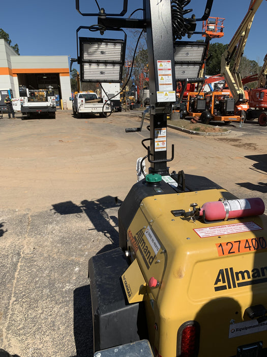 2021 Allmand NLV3GR (4) LED Light Fixture 350W, 23' Vertical Mast, 3kW Prime, Towable, Deep Sea L401, Leveling Jacks, Yanmar T4F 5.8hp