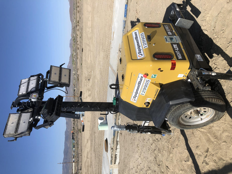 2021 Allmand NLV3GR (4) LED Light Fixture 350W, 23' Vertical Mast, 3kW Prime, Towable, Deep Sea L401, Leveling Jacks, Yanmar T4F 5.8hp