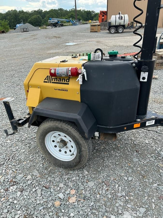 Allmand NLV3GR (4) LED Light Fixture 350W, 23' Vertical Mast, 3kW Prime, Towable, Deep Sea L401, Leveling Jacks, Yanmar T4F 5.8hp