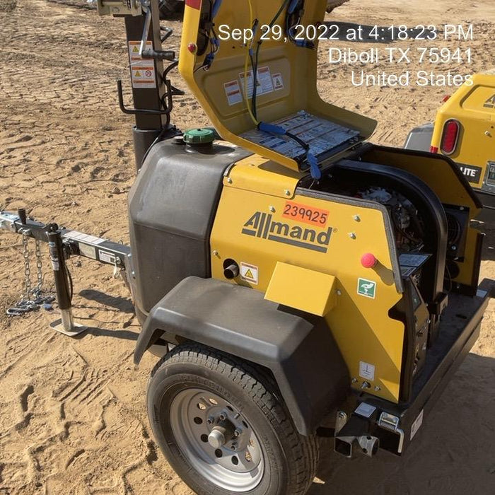 2022 Allmand NLV3GR (4) LED Light Fixture 350W, 23' Vertical Mast, 3kW Prime, Towable, Deep Sea L401, Leveling Jacks, Yanmar T4F 5.8hp