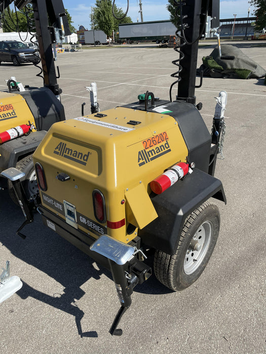 2022 Allmand NLV3GR (4) LED Light Fixture 350W, 23' Vertical Mast, 3kW Prime, Towable, Deep Sea L401, Leveling Jacks, Yanmar T4F 5.8hp