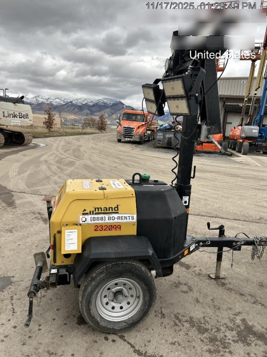 2022 Allmand NLV3GR (4) LED Light Fixture 350W, 23' Vertical Mast, 3kW Prime, Towable, Deep Sea L401, Leveling Jacks, Yanmar T4F 5.8hp