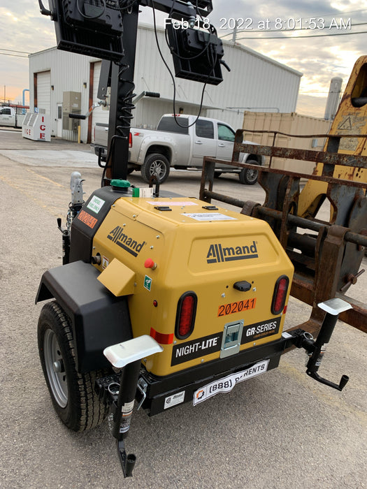 2022 Allmand NLV3GR (4) LED Light Fixture 350W, 23' Vertical Mast, 3kW Prime, Towable, Deep Sea L401, Leveling Jacks, Yanmar T4F 5.8hp