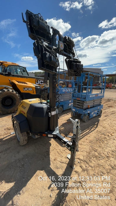 2022 Allmand NLV3GR (4) LED Light Fixture 350W, 23' Vertical Mast, 3kW Prime, Towable, Deep Sea L401, Leveling Jacks, Yanmar T4F 5.8hp