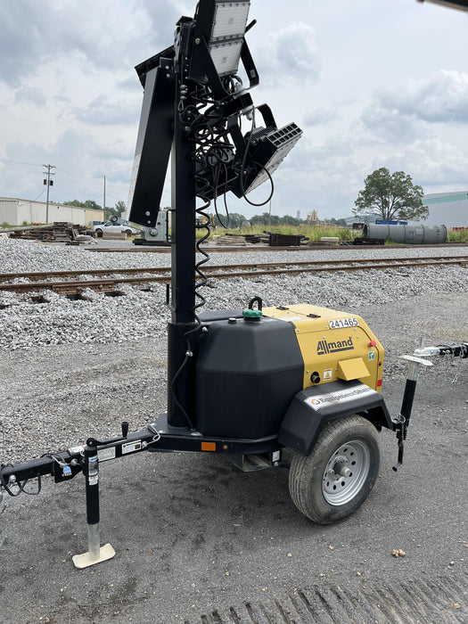 2022 Allmand NLV3GR (4) LED Light Fixture 350W, 23' Vertical Mast, 3kW Prime, Towable, Deep Sea L401, Leveling Jacks, Yanmar T4F 5.8hp