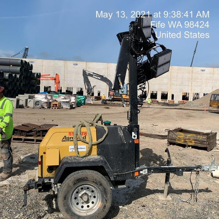 2020 Allmand NLV3GR (4) LED Light Fixture 350W, 23' Vertical Mast, 3kW Prime, Towable, Deep Sea L401, Leveling Jacks, Yanmar T4F 5.8hp