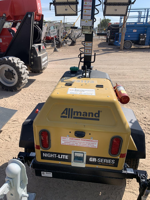 2022 Allmand NLV3GR (4) LED Light Fixture 350W, 23' Vertical Mast, 3kW Prime, Towable, Deep Sea L401, Leveling Jacks, Yanmar T4F 5.8hp