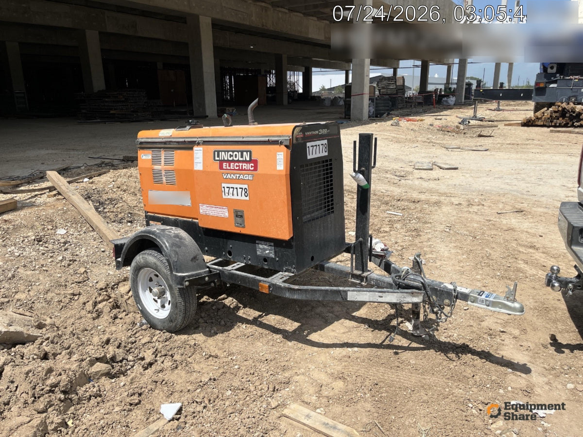 2021 Lincoln Electric Vantage 322 Vantage 322 Ready Pak 3 w/ Decals, ORANGE (includes trailer, cable rack, fender light kit) NO Telematics
