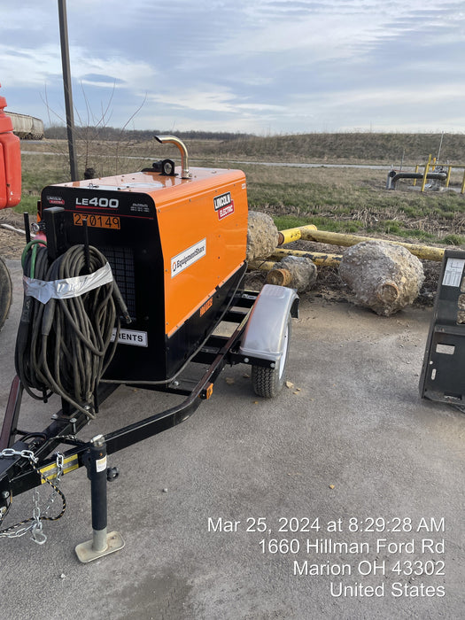 2022 Lincoln Electric LE400 Kubota V1505, Trlr, Cable Rack, Light Kit, ES Decals, T3