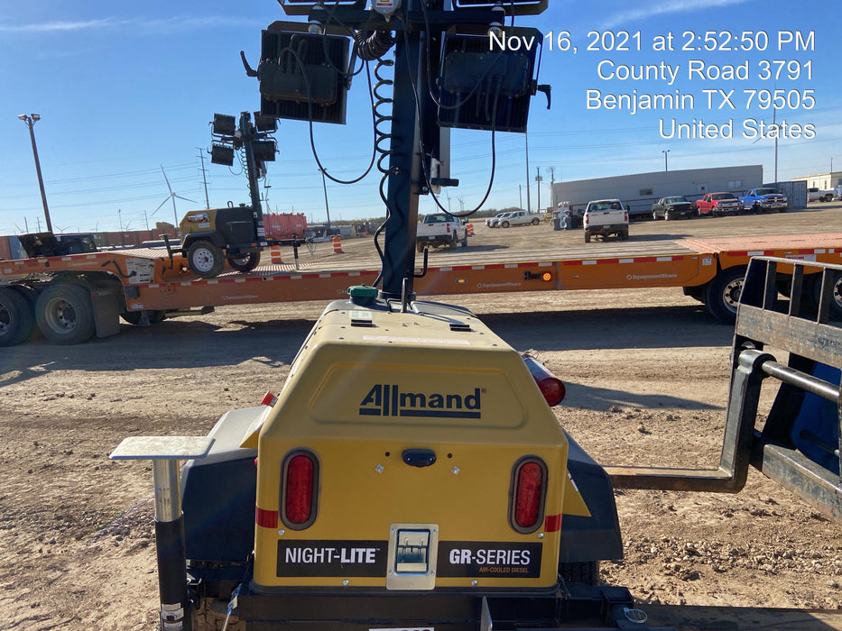 2021 Allmand NLV3GR (4) LED Light Fixture 350W, 23' Vertical Mast, 3kW Prime, Towable, Deep Sea L401, Leveling Jacks, Yanmar T4F 5.8hp