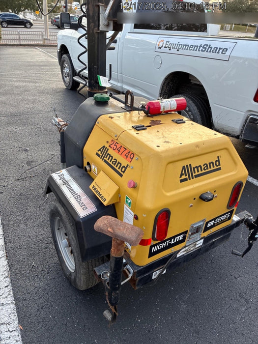 2022 Allmand NLV3GR (4) LED Light Fixture 350W, 23' Vertical Mast, 3kW Prime, Towable, ES Decals, T3