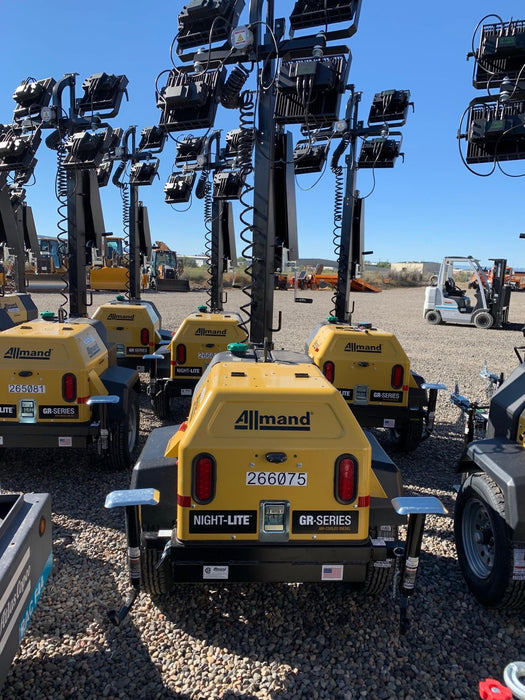 2022 Allmand NLV3GR (4) LED Light Fixture 350W, 23' Vertical Mast, 3kW Prime, Towable, ES Decals, T3