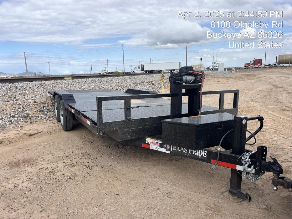 2025 TEXAS PRIDE TRAILERS 21' Lowboy Gravity Tilt Bed 14K Bumper Pull Trailer