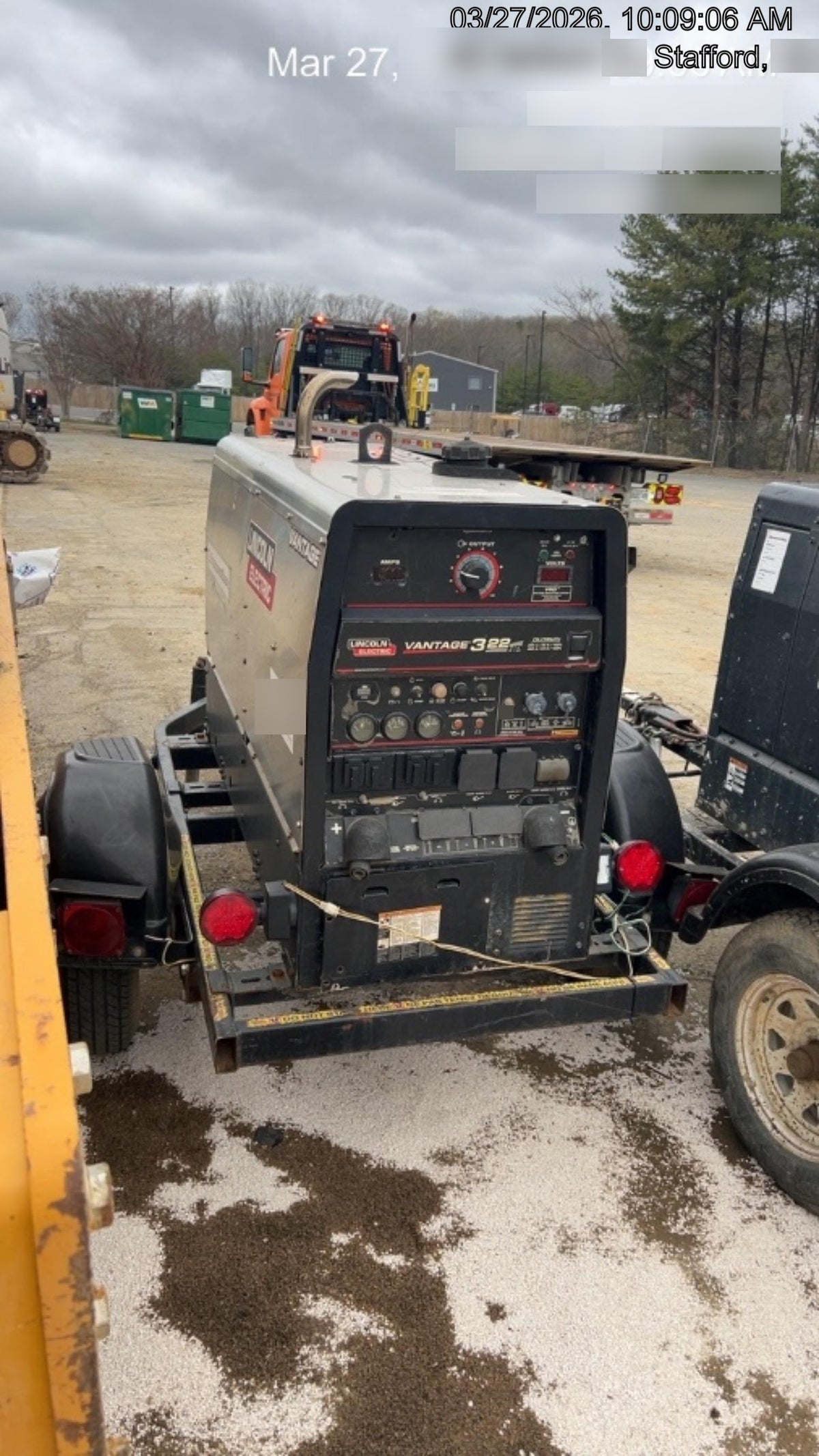 2019 Lincoln Electric Vantage 322 Ready-Pak 3, Two Wheel Trailer, Fender and Light Kit, Cable Rack